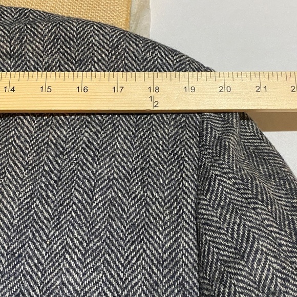 Mens 100% Shetland Wool Blazer Sport Coat Towncraft 42L Gray Herringbone Classic - Picture 12 of 13